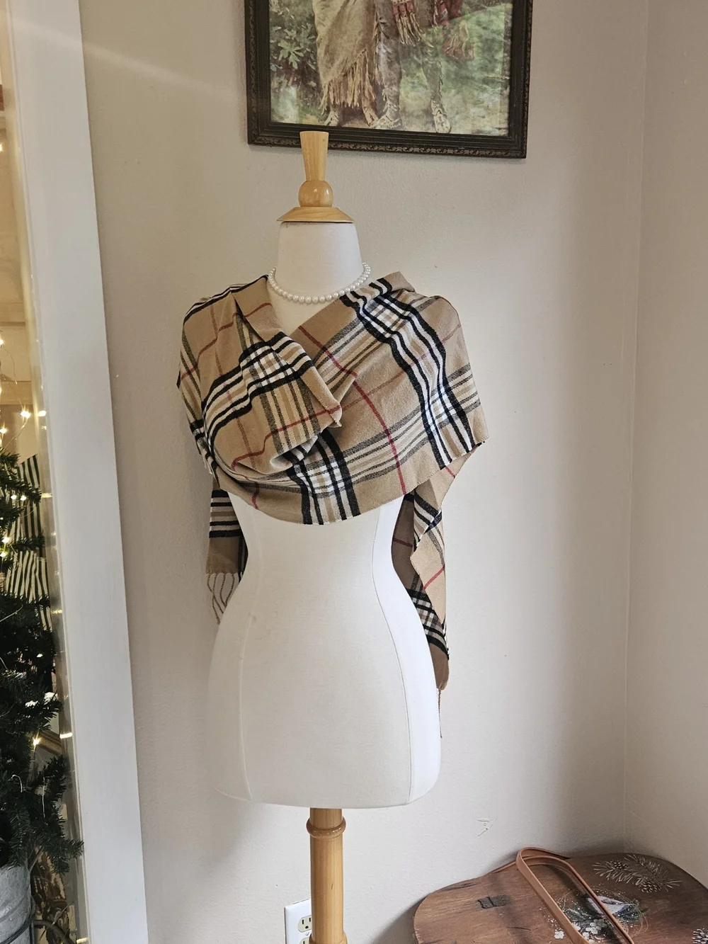 Soft and Classic Plaid Wrap Scarf